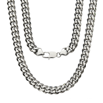 Custom Hip Hop 6/8/10/12mm Necklace Stainless Steel Jewelry Cuban Chain Encryption Collar